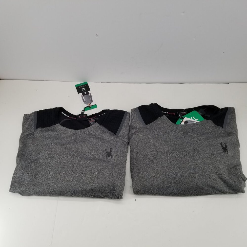 2 of Spyder Shirt Adult Active Long Sleeve Gray Proweb Athletic Top Mens Sz XL